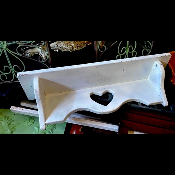 White Country Distressed Farmhouse Shelf - Picture 2 of 2